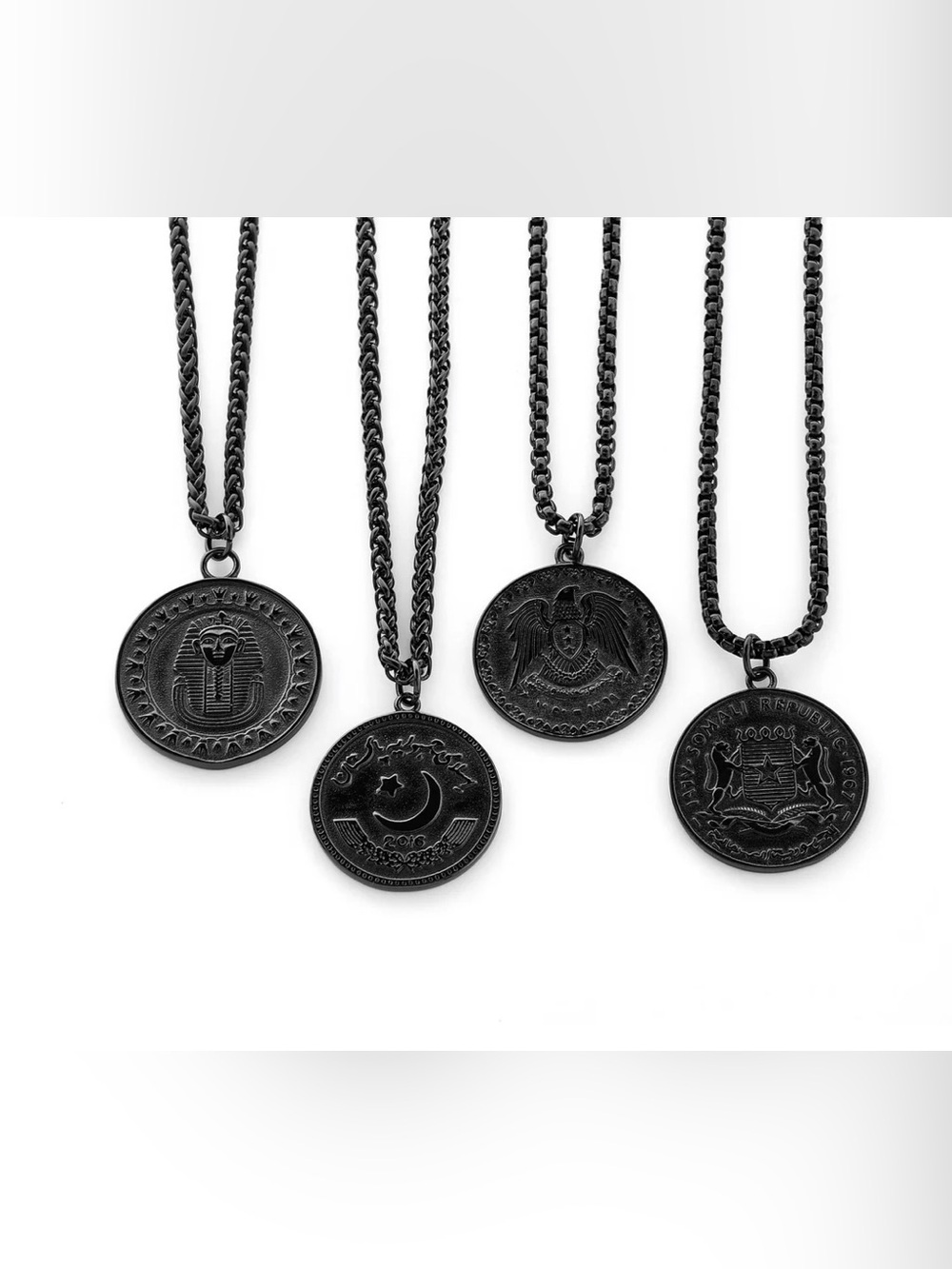 Black Coin Pendant Necklace